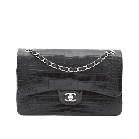 chanel alligator|CHANEL Alligator Jumbo Double Flap Black .